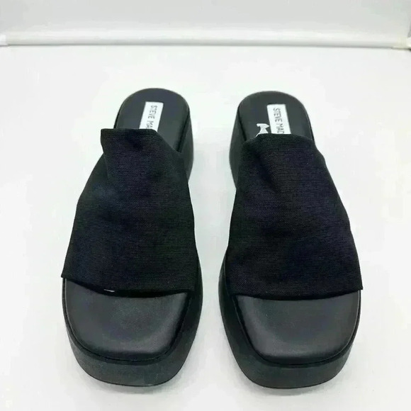 BRAND NEW Steve Madden SLINKY Black Platform Slide Sandals - Picture 5 of 6